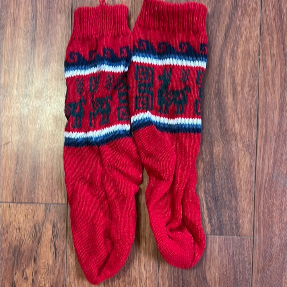 Handmade Red Alpaca Wool Socks – Made in Bolivia